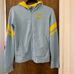Nike Jacket Womens Sz. Sm. Baby Blue Full Zip   Center Swoosh Strech Active